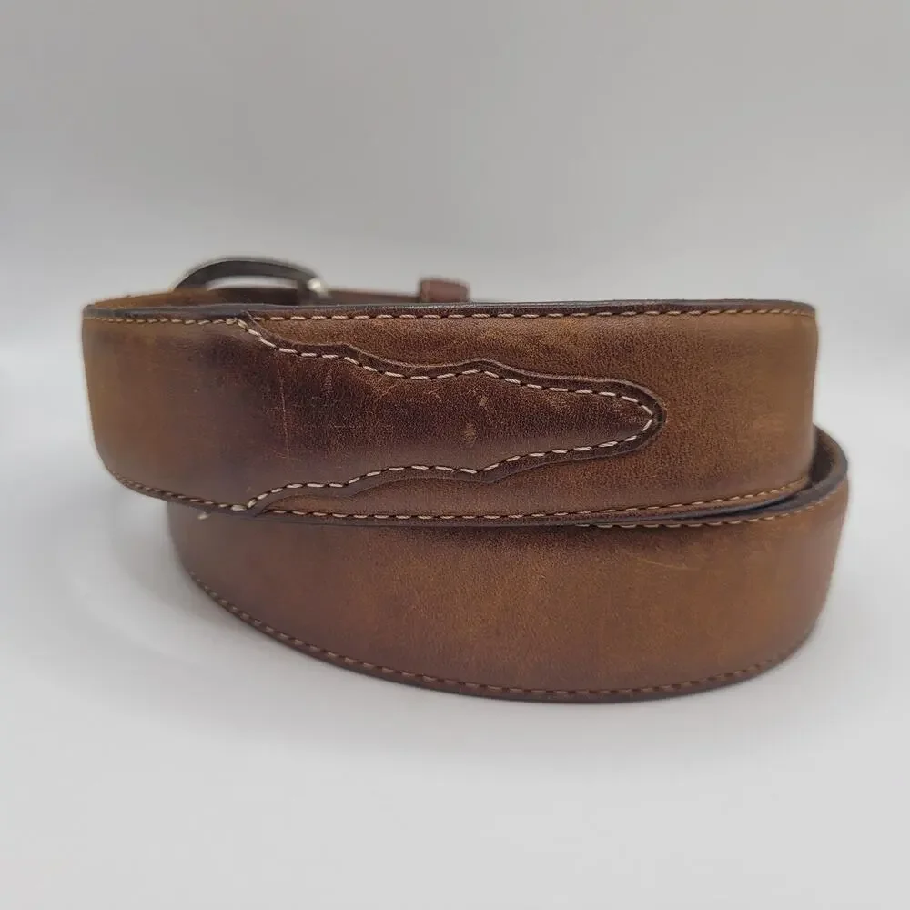 Silver Creek Classics Belt Mens 32‎ Brown Leather Work Casual Stitched Buckle